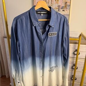 Karl Lagerfeld Gradient Blue and Cream Shirt
